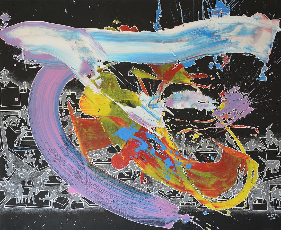 "Andar La Habana II" 2020 pintura acrílica sobre lienzo 45x55in abstracto figurativo