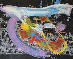 "Andar La Habana II" 2020 pintura acrílica sobre lienzo 45x55in abstracto figurativo
