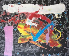 "Andar La Habana III 2020 pintura acrílica sobre lienzo 45x55in abstracto figurativo
