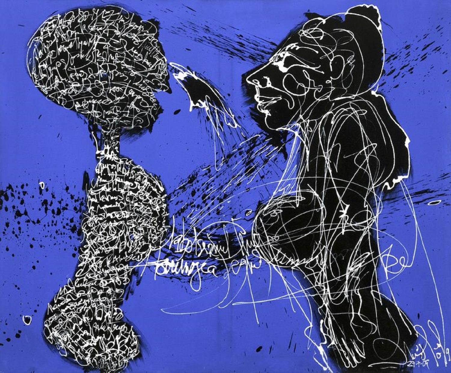 Luis Miguel Valdés ¨Diálogo Caligráfico¨, 2009, Acrilico, 31,5x39,4 pollici - Painting di Luis Miguel Valdes 