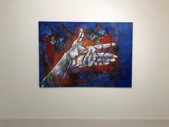 "My Left Hand" 2017 Original Painting Oil & Acrylic on Canvas 58x83in Dripping