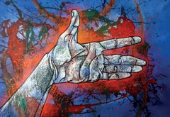 "La mia mano sinistra" 2017 Pittura originale Olio e Acrilico su tela 58x83in Dripping