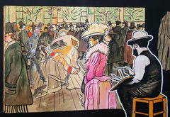 "Painter painting to..." 2015 acrylic on canvas 58x83in tribute Toulouse-Lautrec
