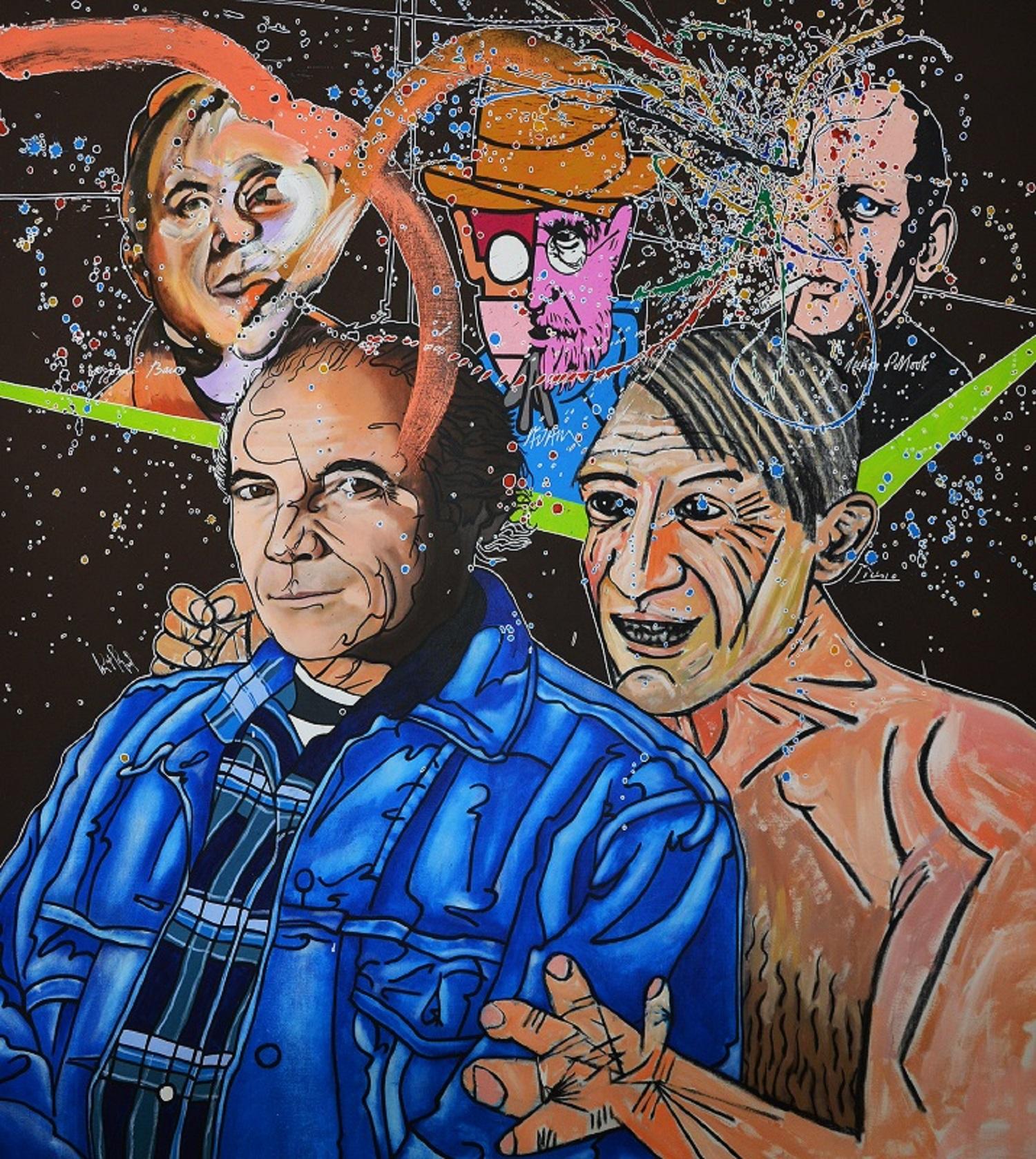 "I miei fantasmi" 2017 pittura acrilica e olio su tela 76x76in - Painting di Luis Miguel Valdes 