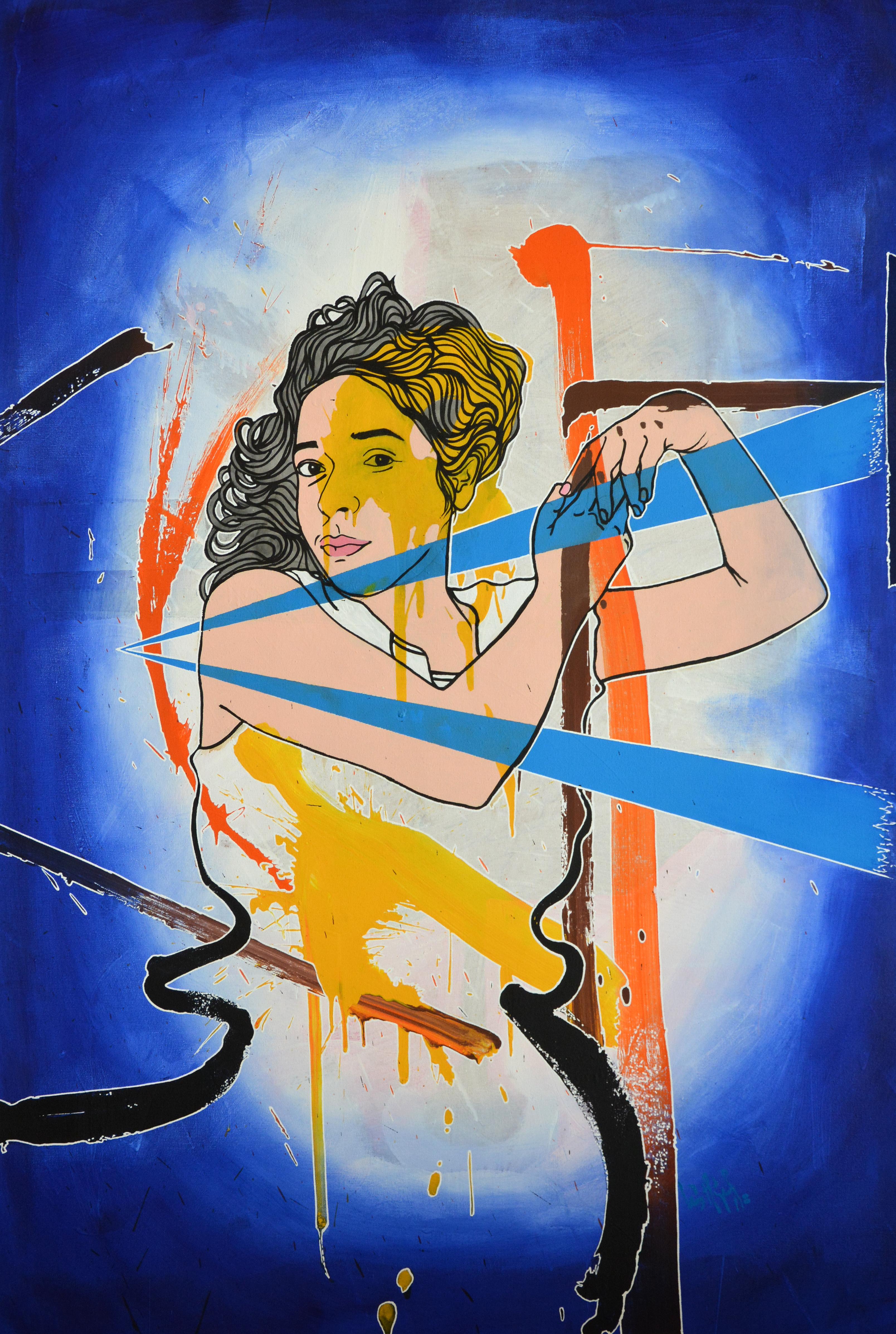 Portrait Painting de Luis Miguel Valdes  - "Victoria III" 2018 pintura óleo y acrílico sobre lienzo 61x41in