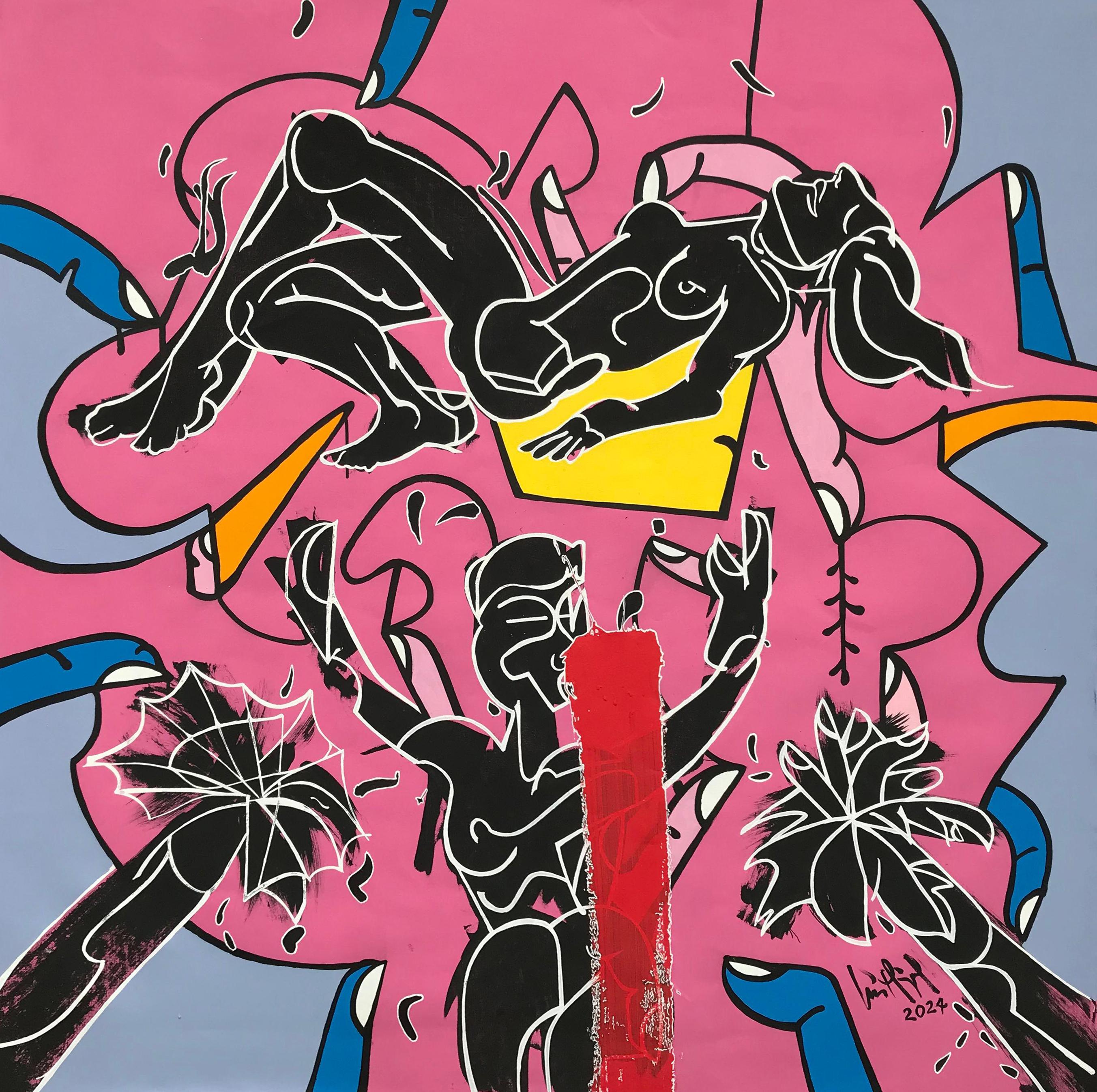 "Memories II", 2024, pittura acrilica su tela, 60x60in arte figurativa cubana