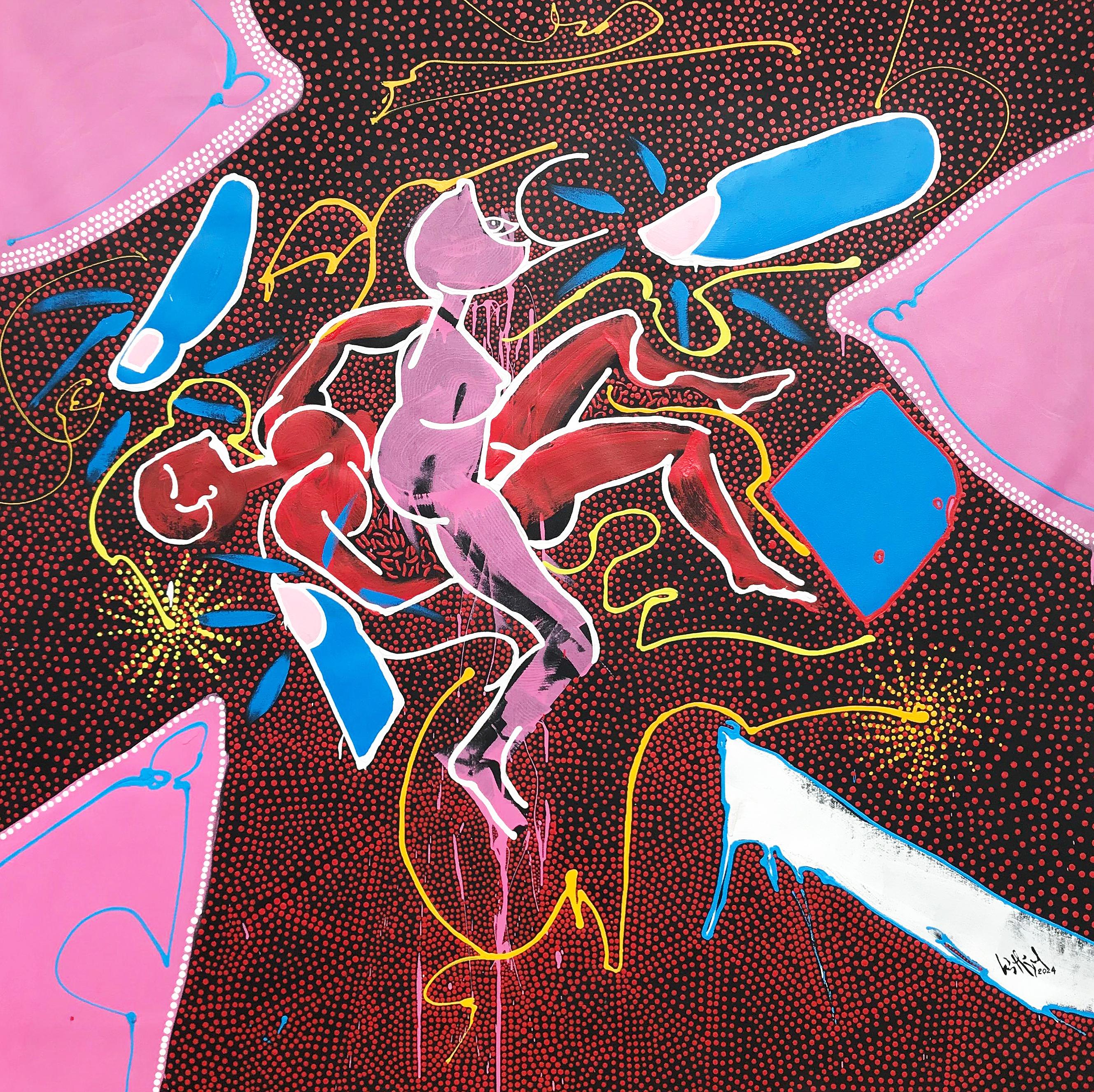 "Memories VI", 2024, pittura acrilica su tela, 60x60in arte figurativa cubana