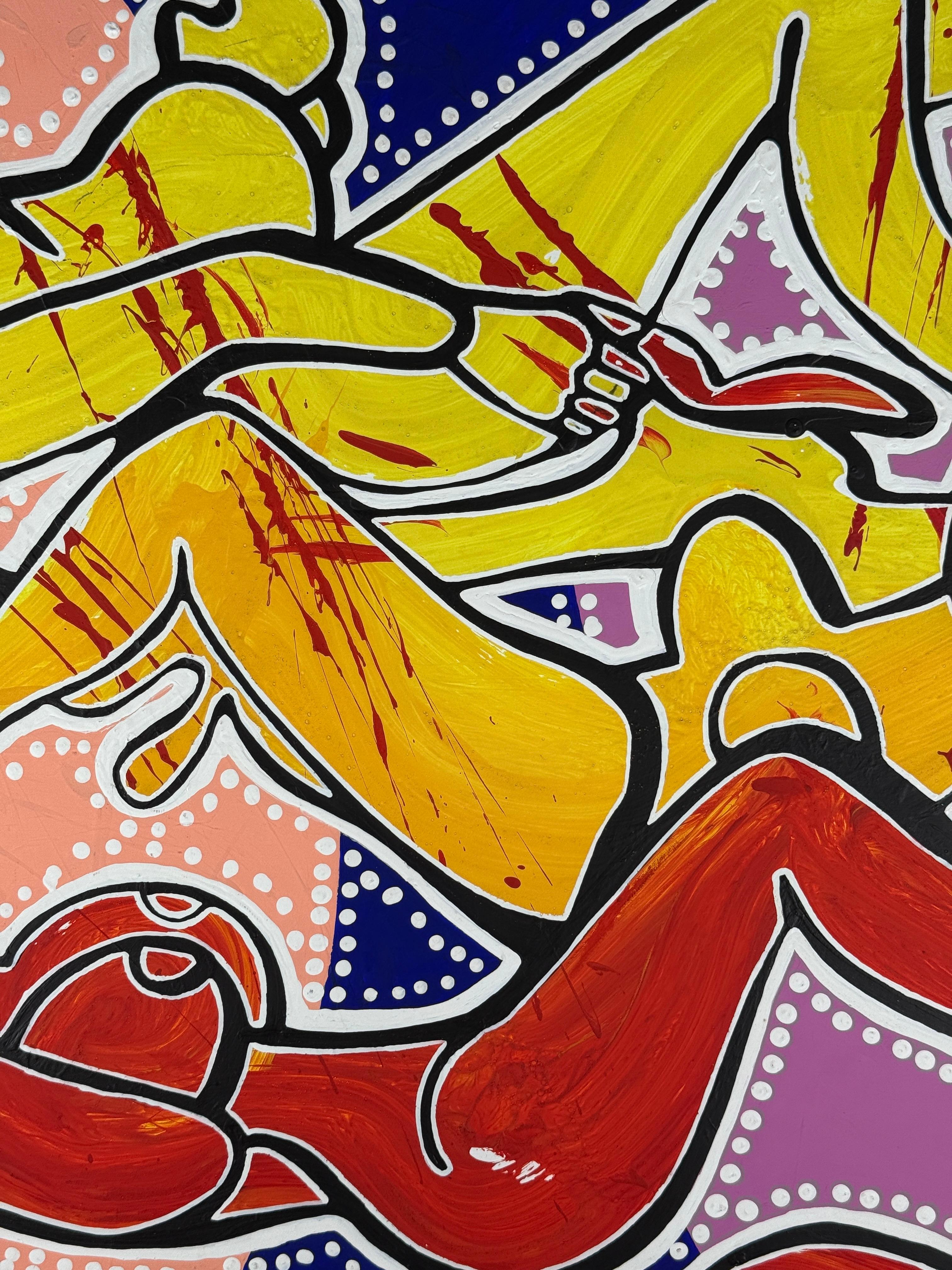 pintura acrílica original sobre lienzo 27x35in figurativa - Painting de Luis Miguel Valdes 