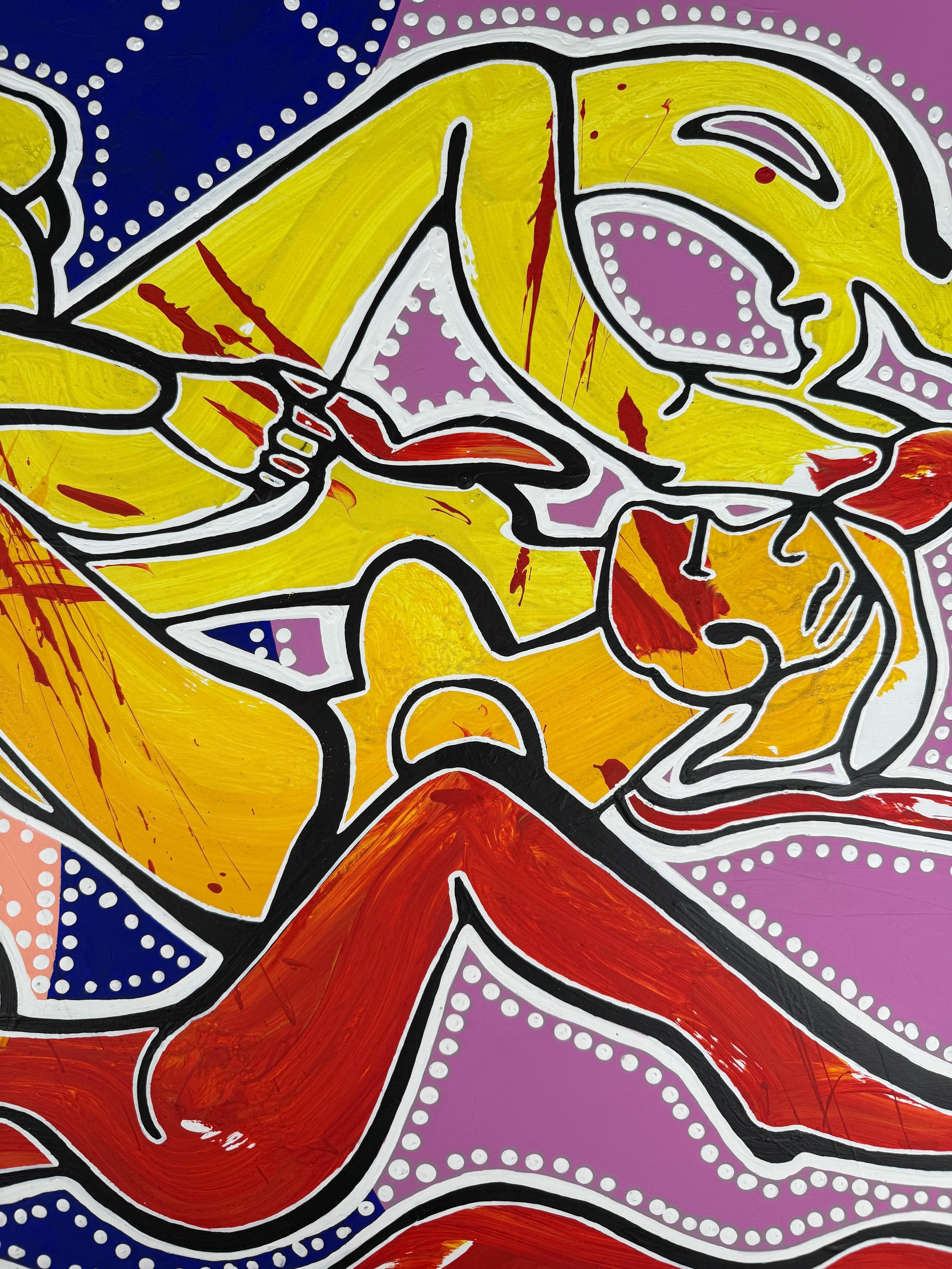 pintura acrílica original sobre lienzo 27x35in figurativa - Nude Painting Marrón de Luis Miguel Valdes 