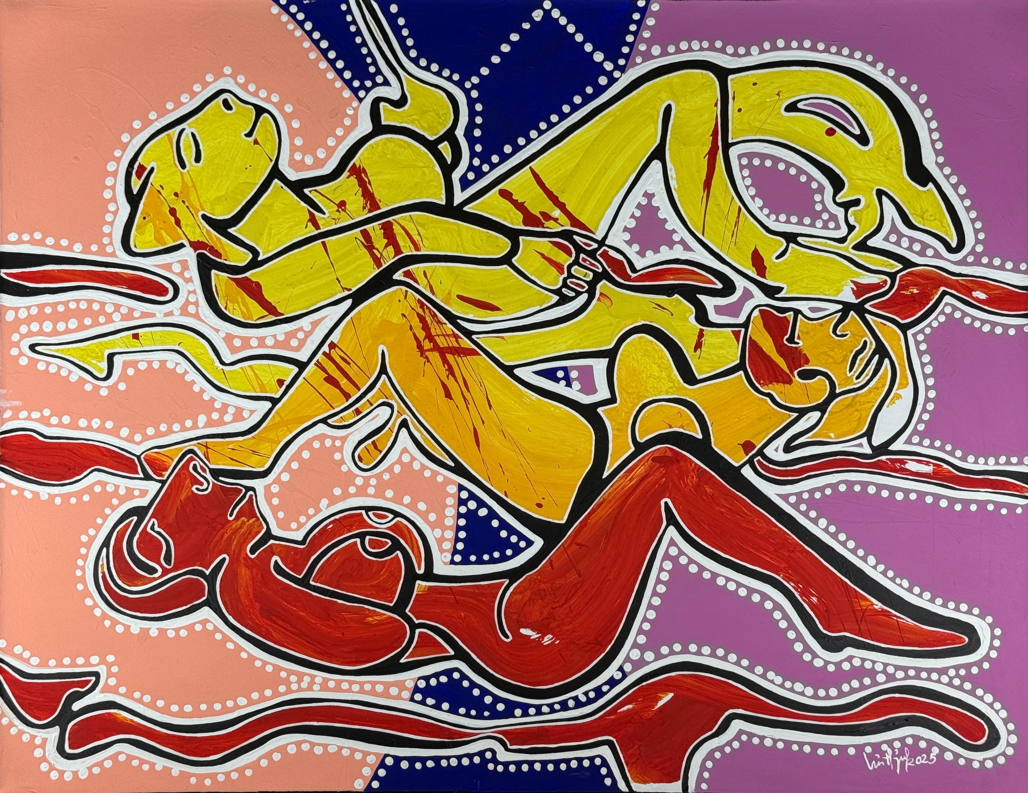 Nude Painting de Luis Miguel Valdes  - pintura acrílica original sobre lienzo 27x35in figurativa