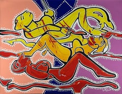 pintura acrílica original sobre lienzo 27x35in figurativa