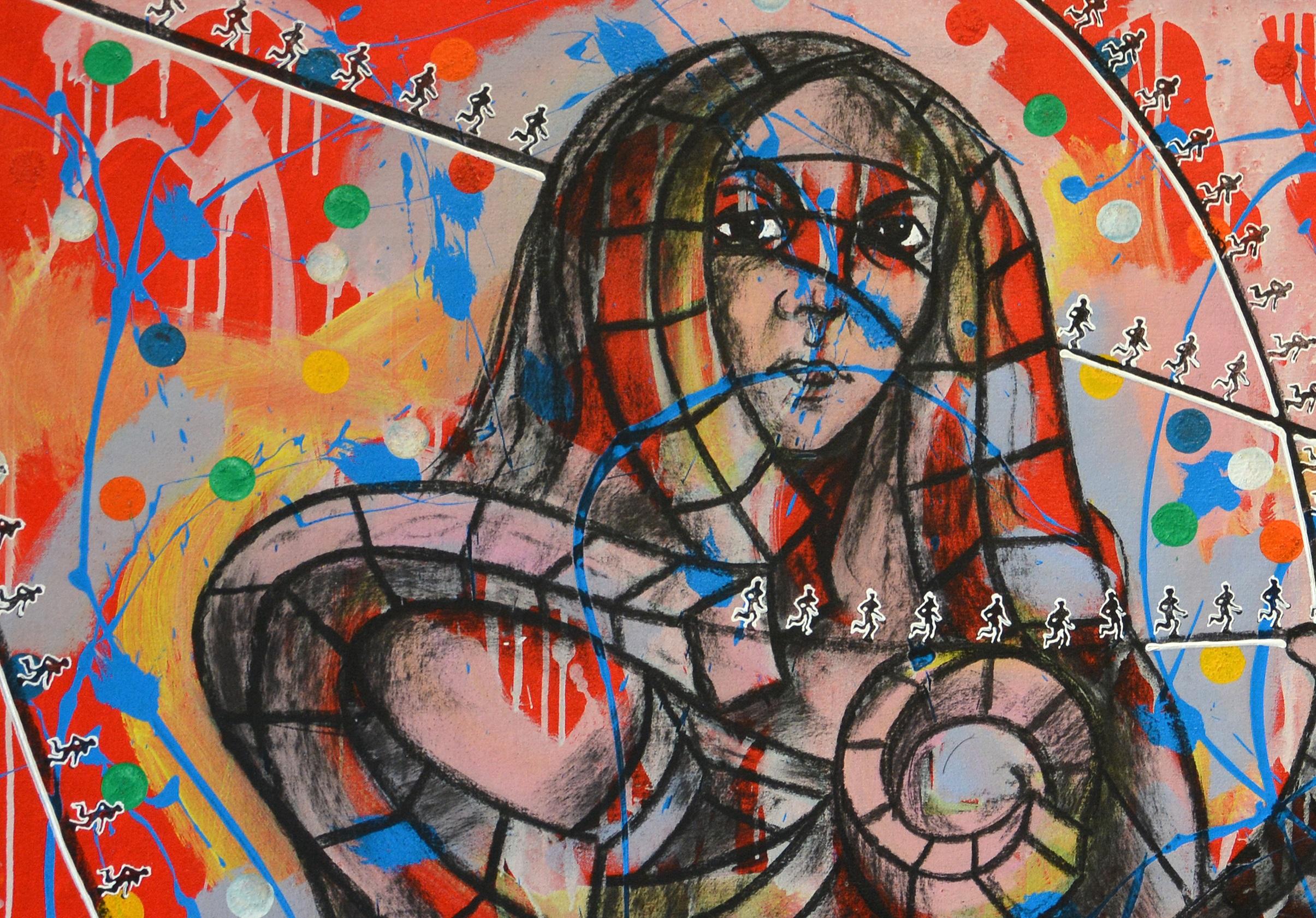 Pintura al óleo, acrílico y carboncillo sobre lienzo, 
