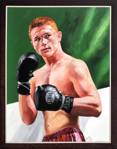 Paul "El Canelo Alvarez" 2010 ritratto dipinto olio su tela boxe 54x42in