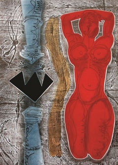Luis Miguel Valdes, Cuban, woodcut, manual intervention, silkscreen, 2005