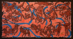Luis Miguel Valdés ¨La Lengua Castellana (Red)¨, 2015, Woodcut, 47.2x84.6 in