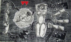 Luis Miguel Valdés ¨Paisaje antes de la batalla¨, 2003, Gravure sur bois, 45.3x70.9 in