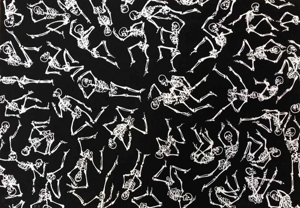 « Untilted » 2020 sérigraphie originale signée à la main édition limitée 18x26 pouces - Print de Luis Miguel Valdes 