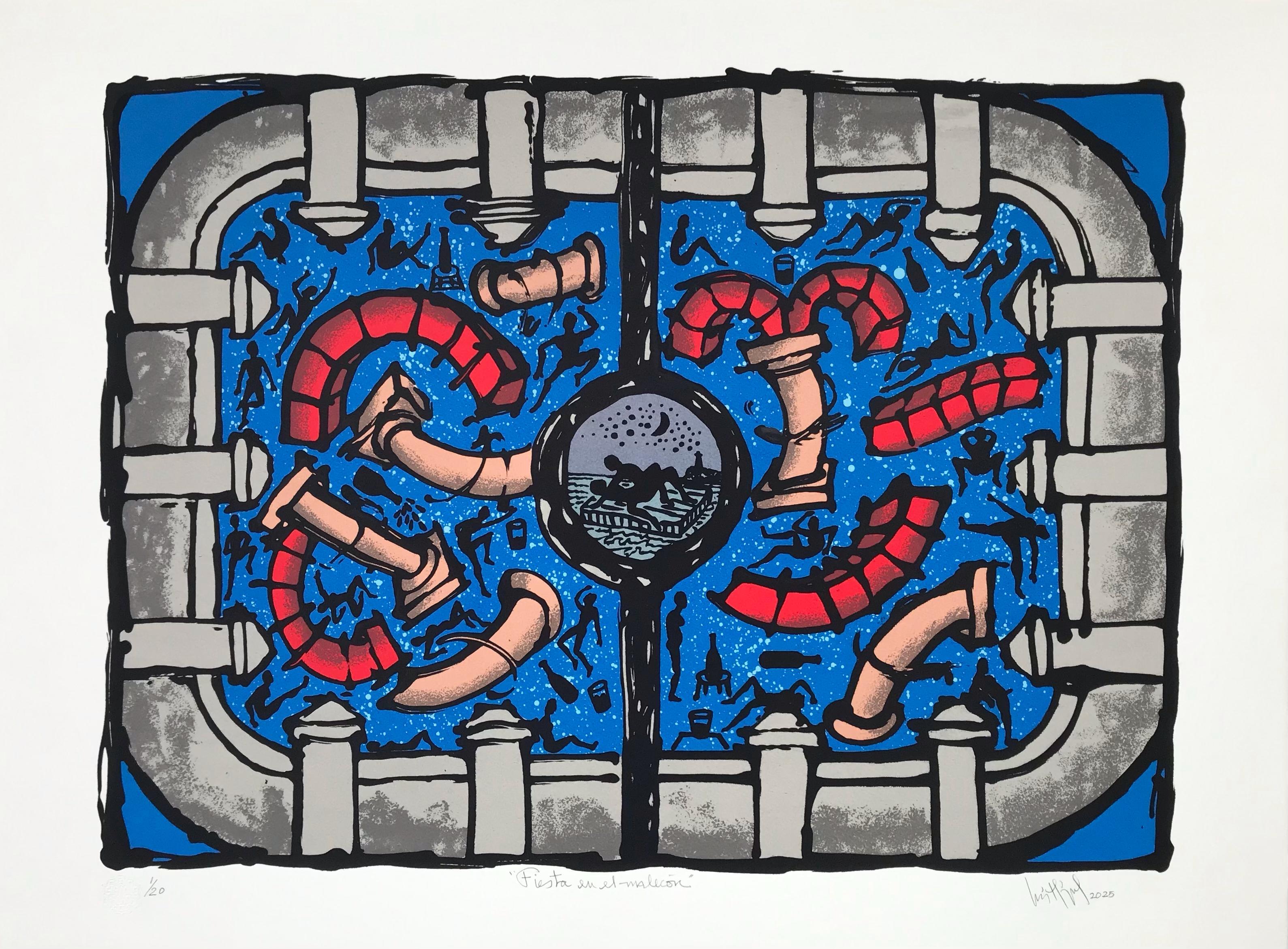 Sérigraphie originale signée édition limitée art cubain digue de la Havane