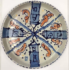 "Cerámica #13" 2017 original hecha a mano firmada única cerámica de Talavera 22x22x2.5in