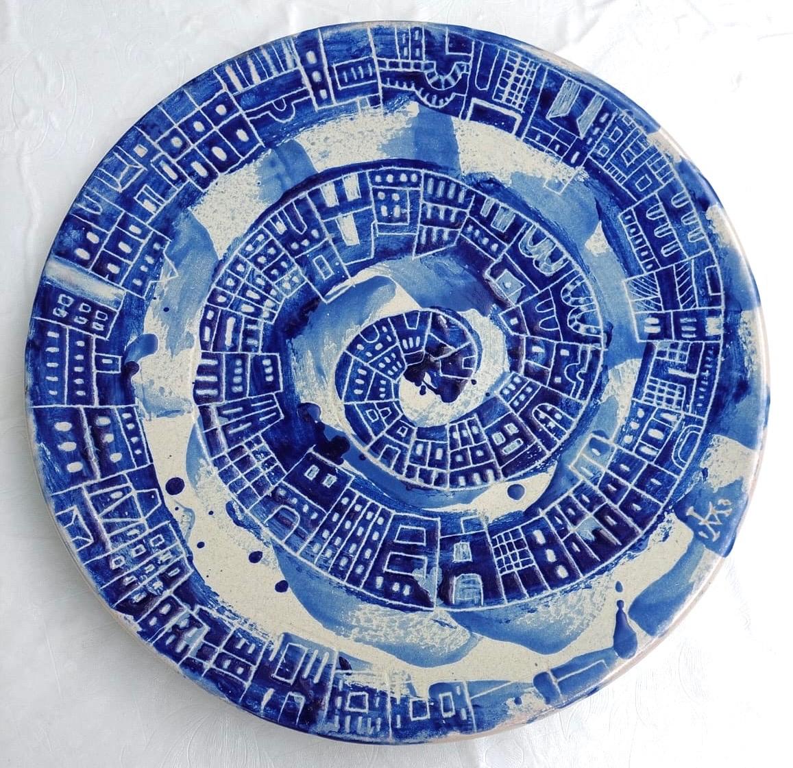 "Ceramic #14" 2017 original handmade signed unique Talavera plate 18x18x2in