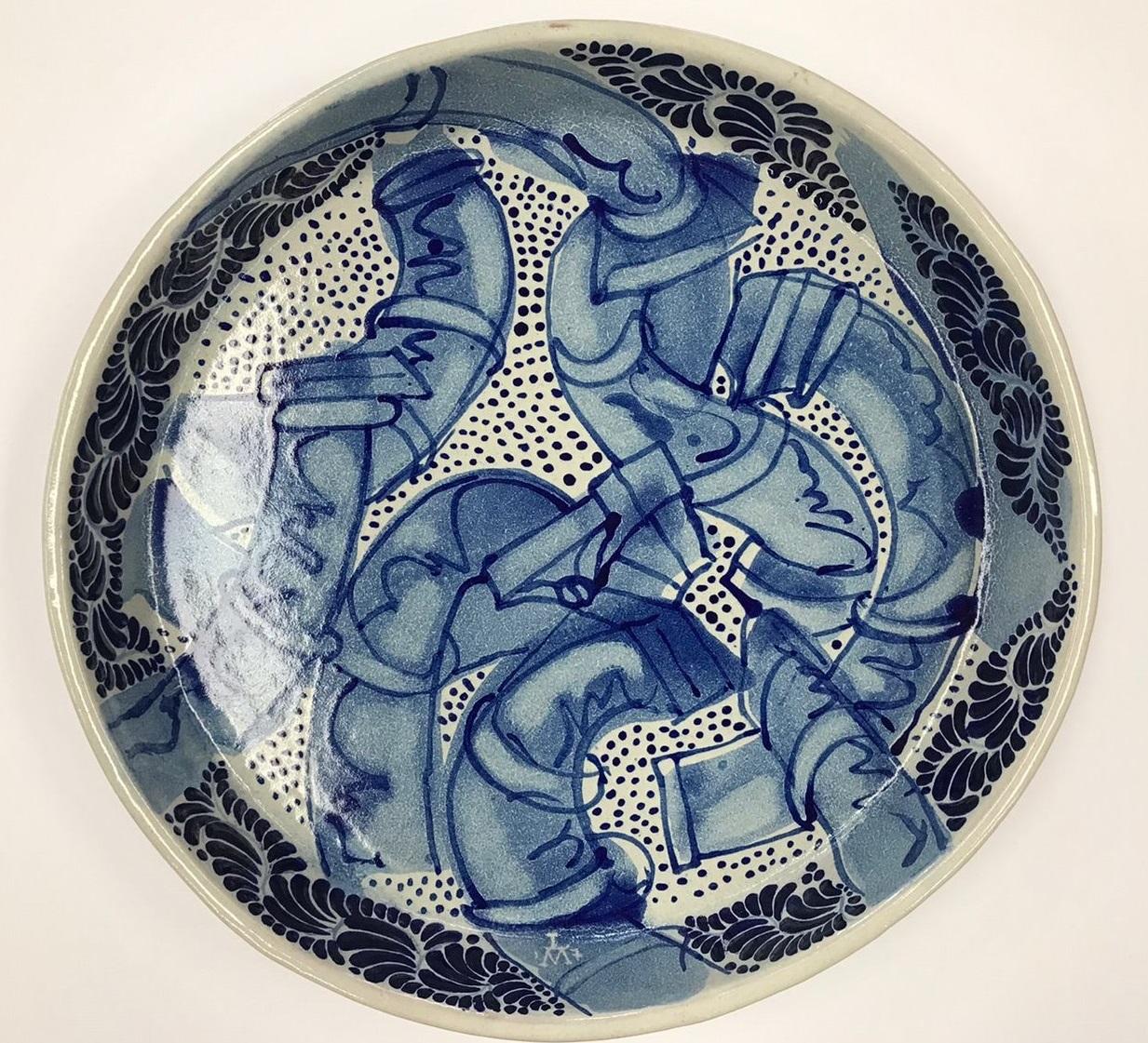 "Cerámica #30" 2017 original hecha a mano firmada única cerámica de Talavera 18x18x3 in