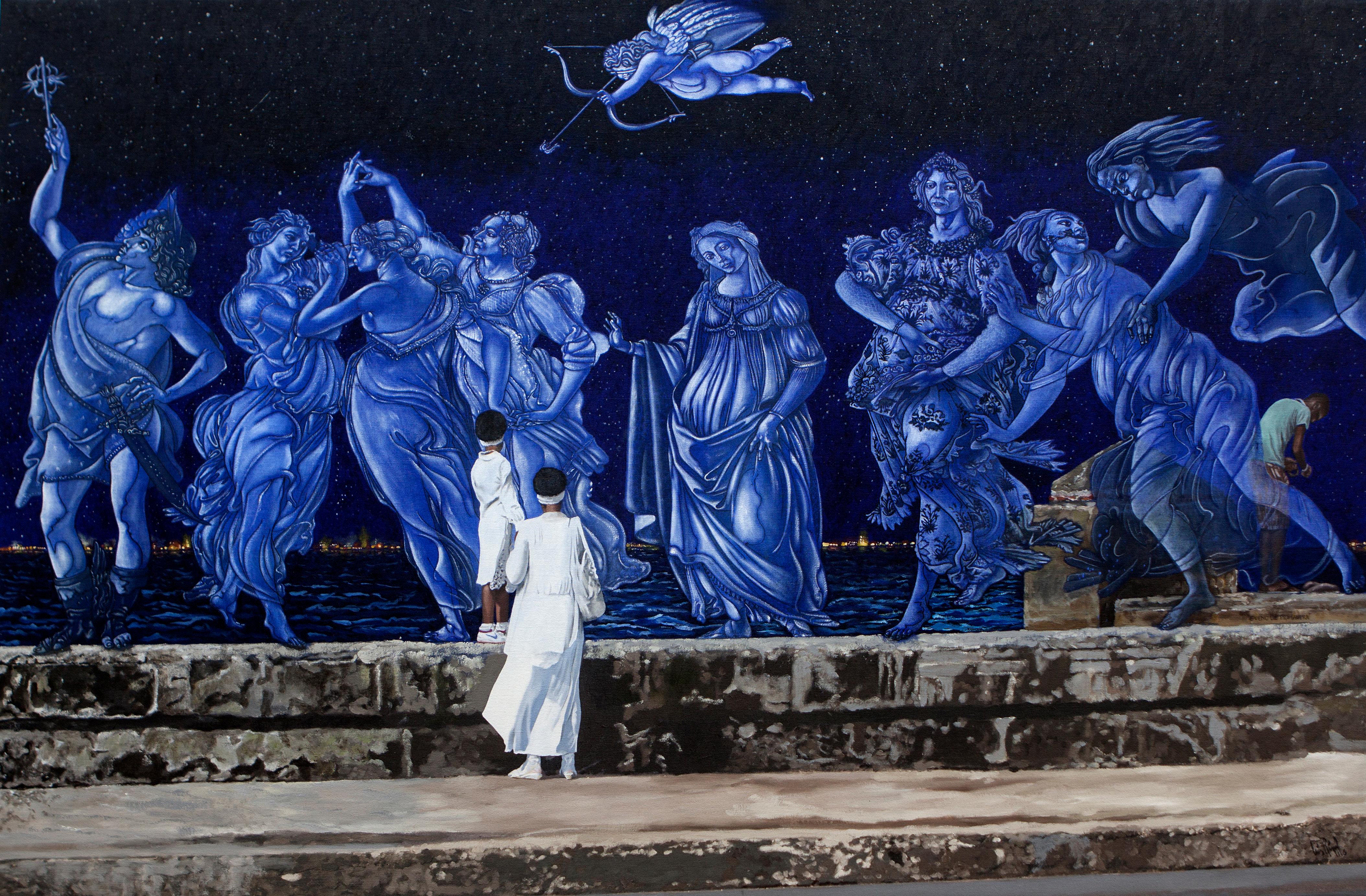 Figurative Painting di Luis Miguel Valdes  - Luis Miguel Valdes, "Sogno di primavera", 2016, dipinto su tela di 48x72 cm.