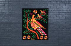 Luis Montiel Handwoven Mexican Modern Folk Art Bird Tapestry