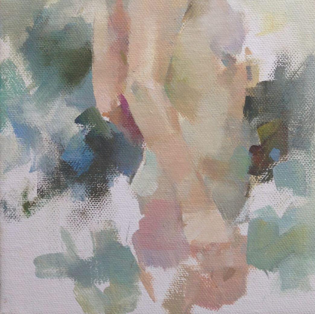 Una dolce estate - Nudo contemporaneo incorniciato / pittura a olio su tela - Painting di Luis Morris ROI