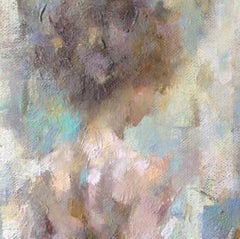 Mia en la ventana - Pintura figurativa al desnudo: Óleo sobre lienzo