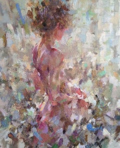 Rosa Against the Light - contemporary figurative female nude oil painting