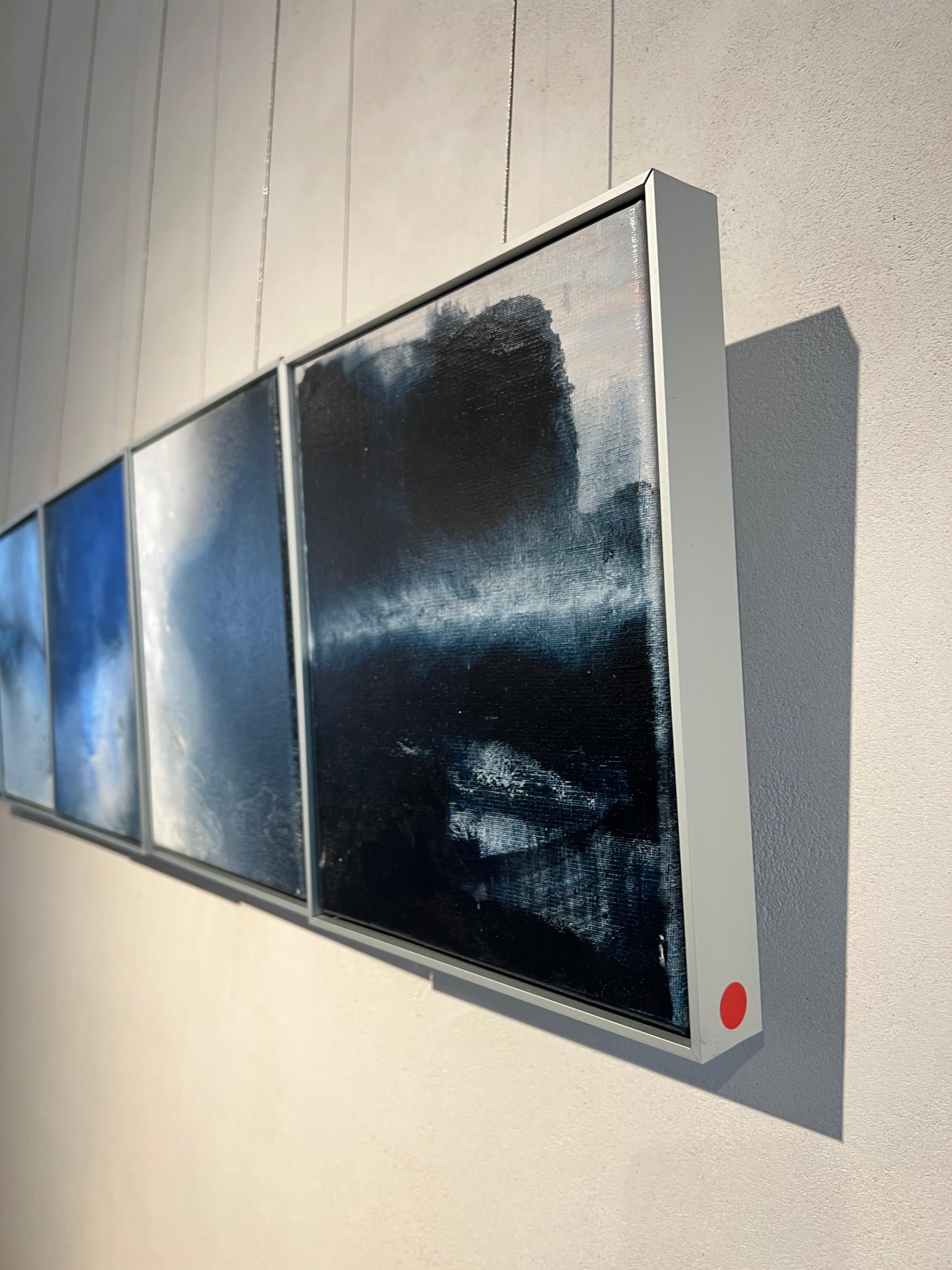 Landscape, oil on canvas with aluminum frame, sea blue, waves texture - Painting by Luis Moscardó