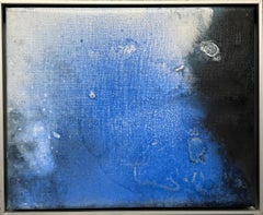 Paisaje, óleo sobre lienzo con bastidor de aluminio, azul mar, textura de olas