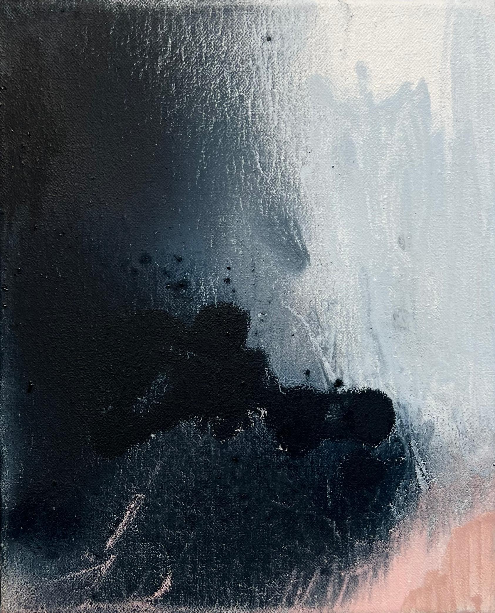 Paisaje, óleo sobre lienzo con bastidor de aluminio, azul mar, textura de olas