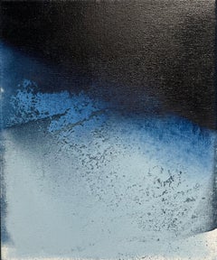 Paisaje, óleo sobre lienzo con bastidor de aluminio, azul mar, textura de olas