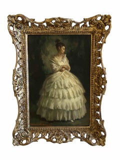 Elegancia - Retrato al óleo de una mujer, Arte Figurativo Romántico Español