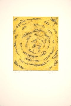 Luis Perez Vega, artiste espagnol, gravure abstraite originale signée à la main 1995 n2