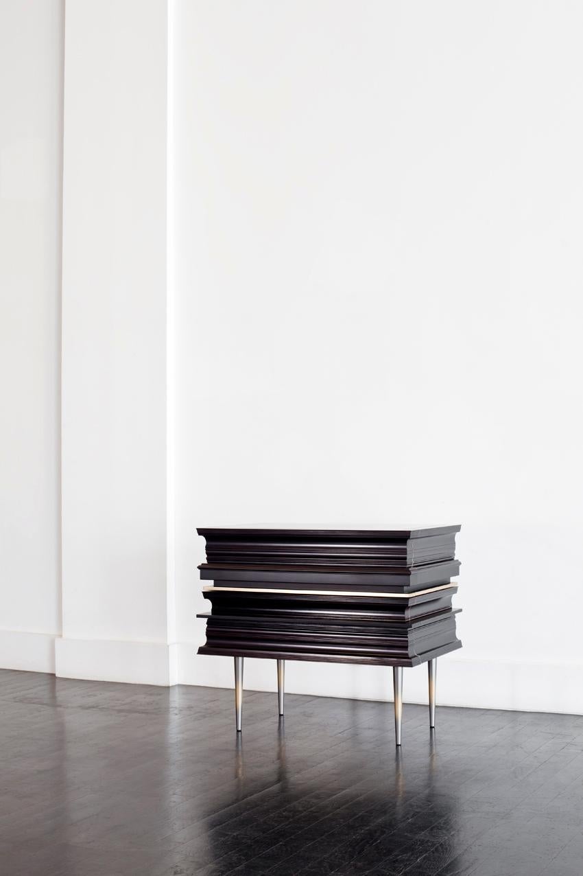 Contemporary Pair of Nightstands with a Dark and Silver Moldings by Luis Pons In New Condition For Sale In Miami, FL