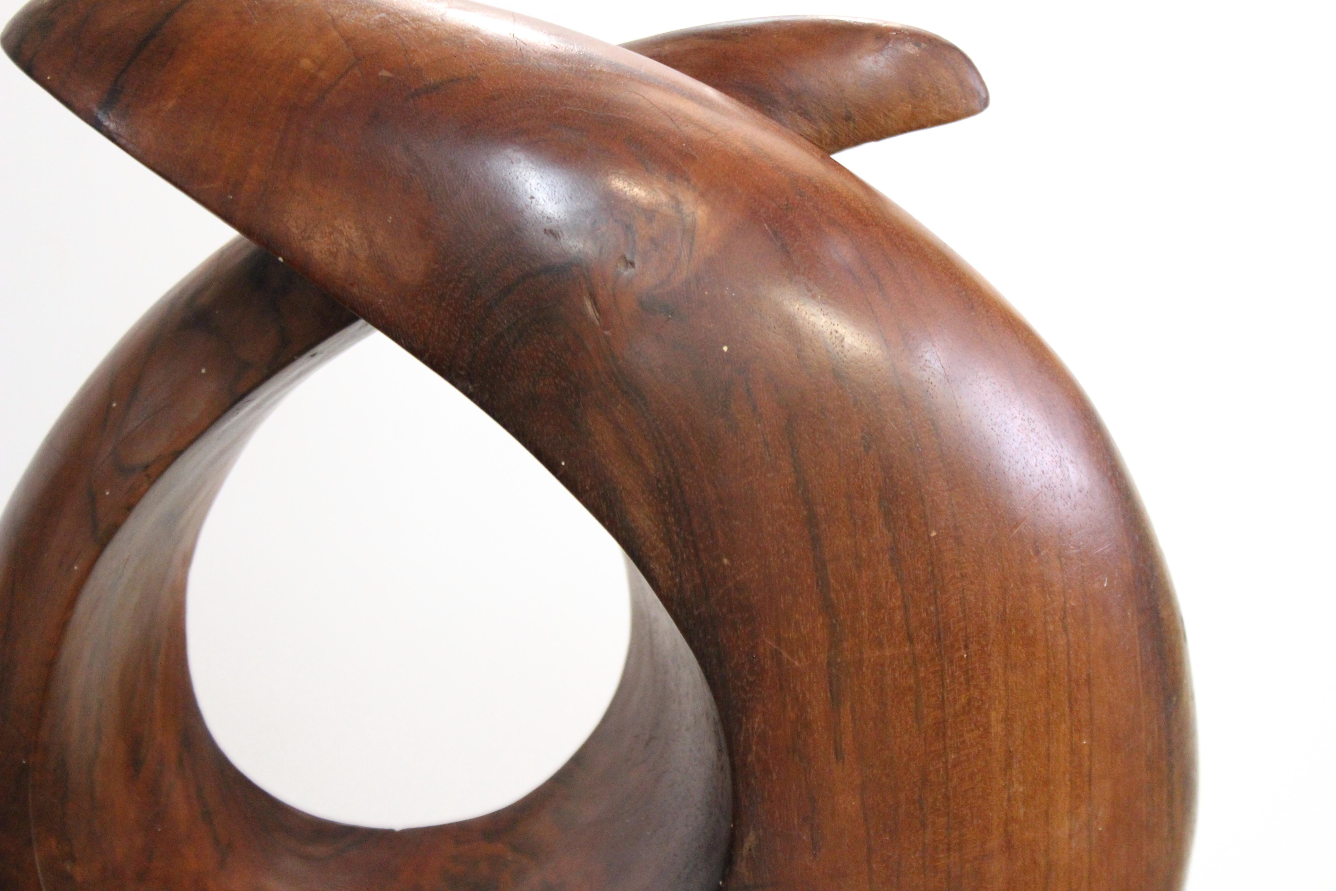 Hand-Carved Luis Potosi Ecuadorian Modernist Abstract Carved Wood Sculpture