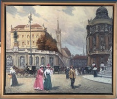 Modernist scene in Paris oil on canvas painting urbanscape