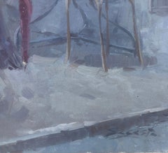 Modernist scene in Paris oil on canvas painting urbanscape