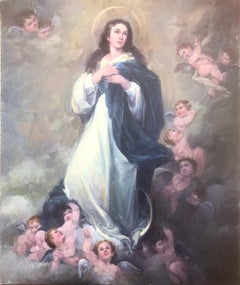 Retro The Virgin Mary oil on canvas painting
