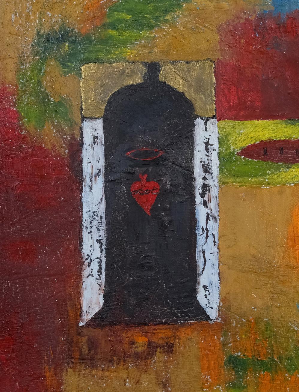  Open Door to the Heart  Oil on Paper  Mixed Media  Ecuador Framed  Quito - Impressionist Painting by Luis Salazar