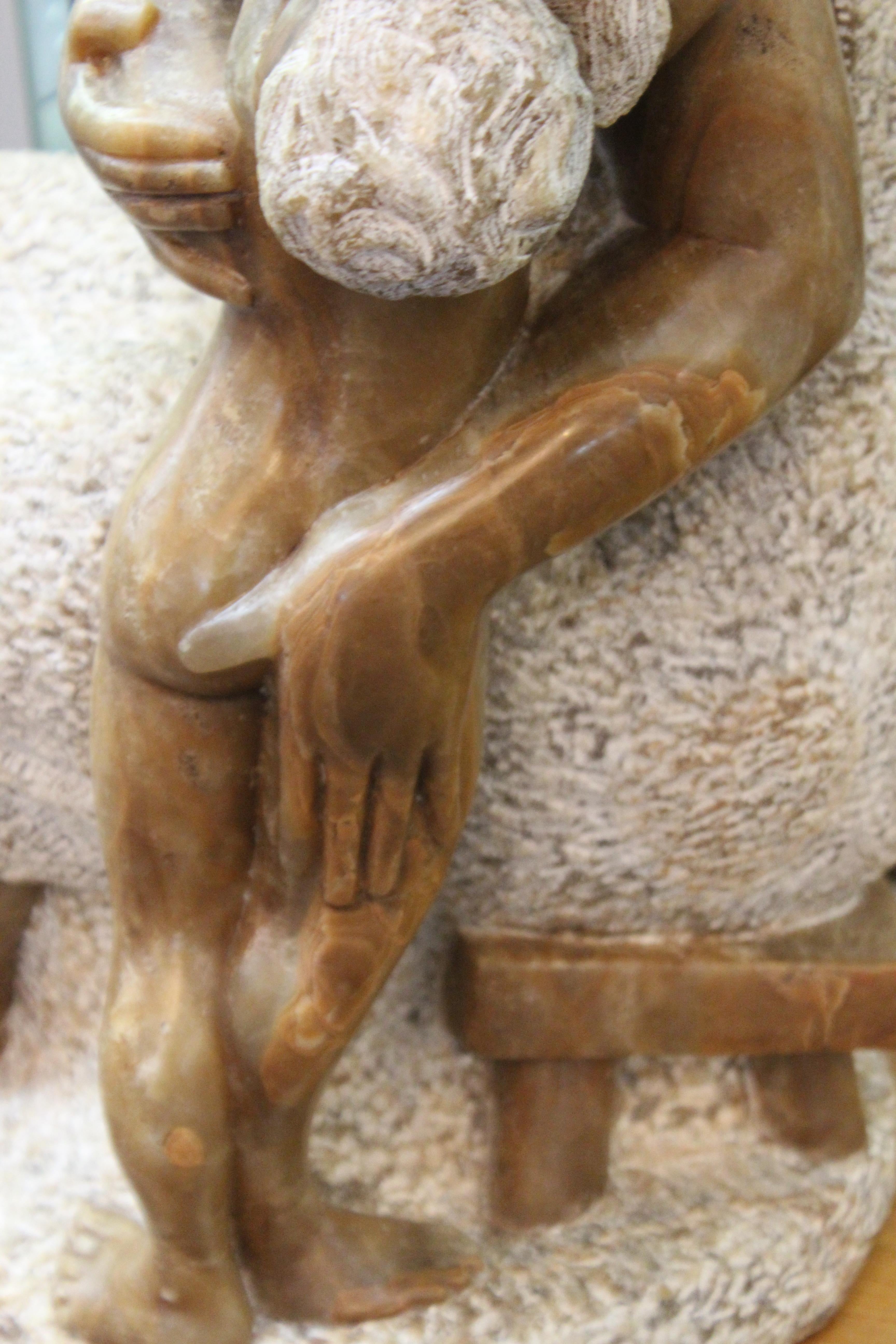 20th Century Luis Sanguino Mid-Century Modern Stone Sculpture of Mother and Child