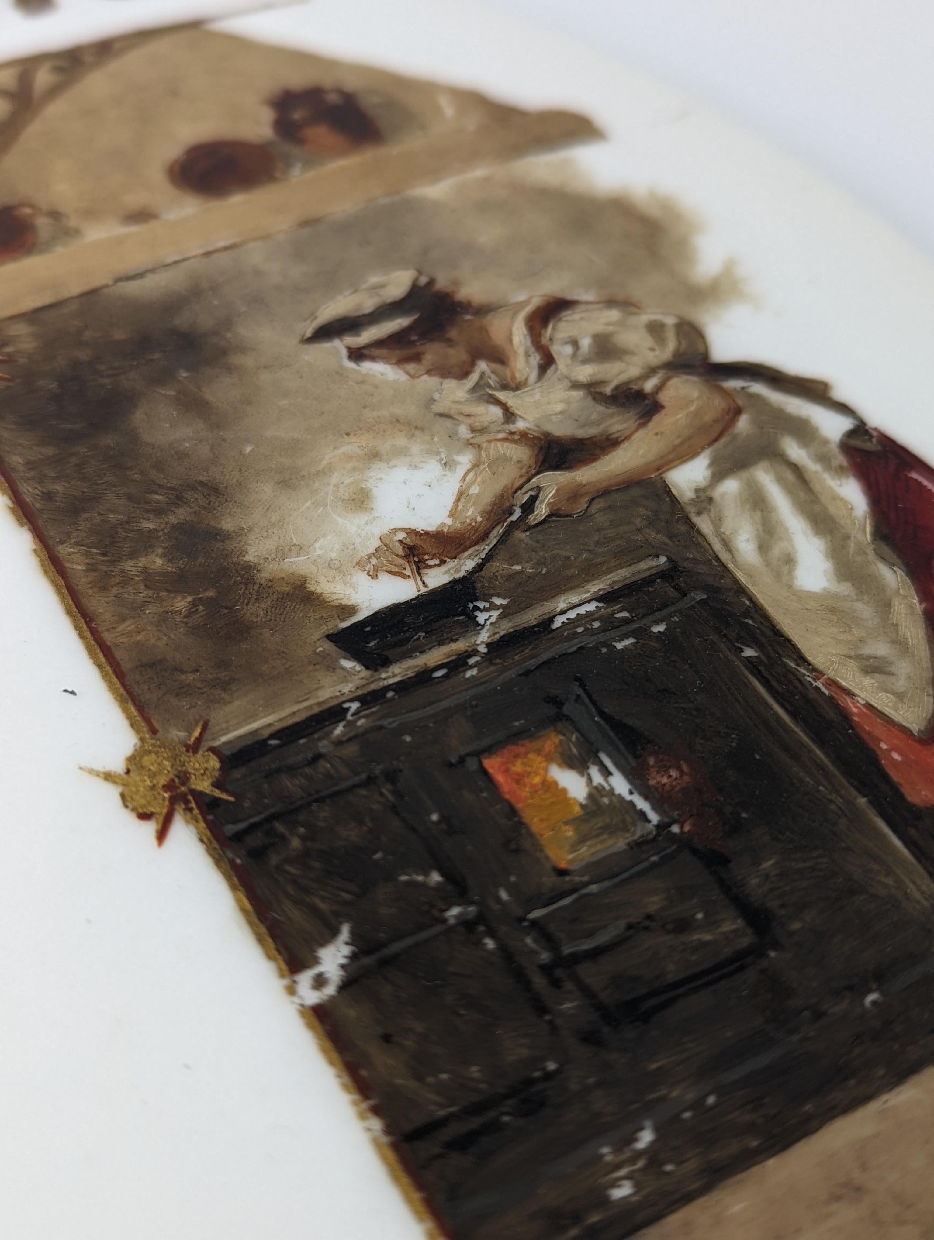 Luis Taberner Öl auf Porzellan Speisekarte Plaque Realist Spanien 1896 (Spätes 19. Jahrhundert) im Angebot