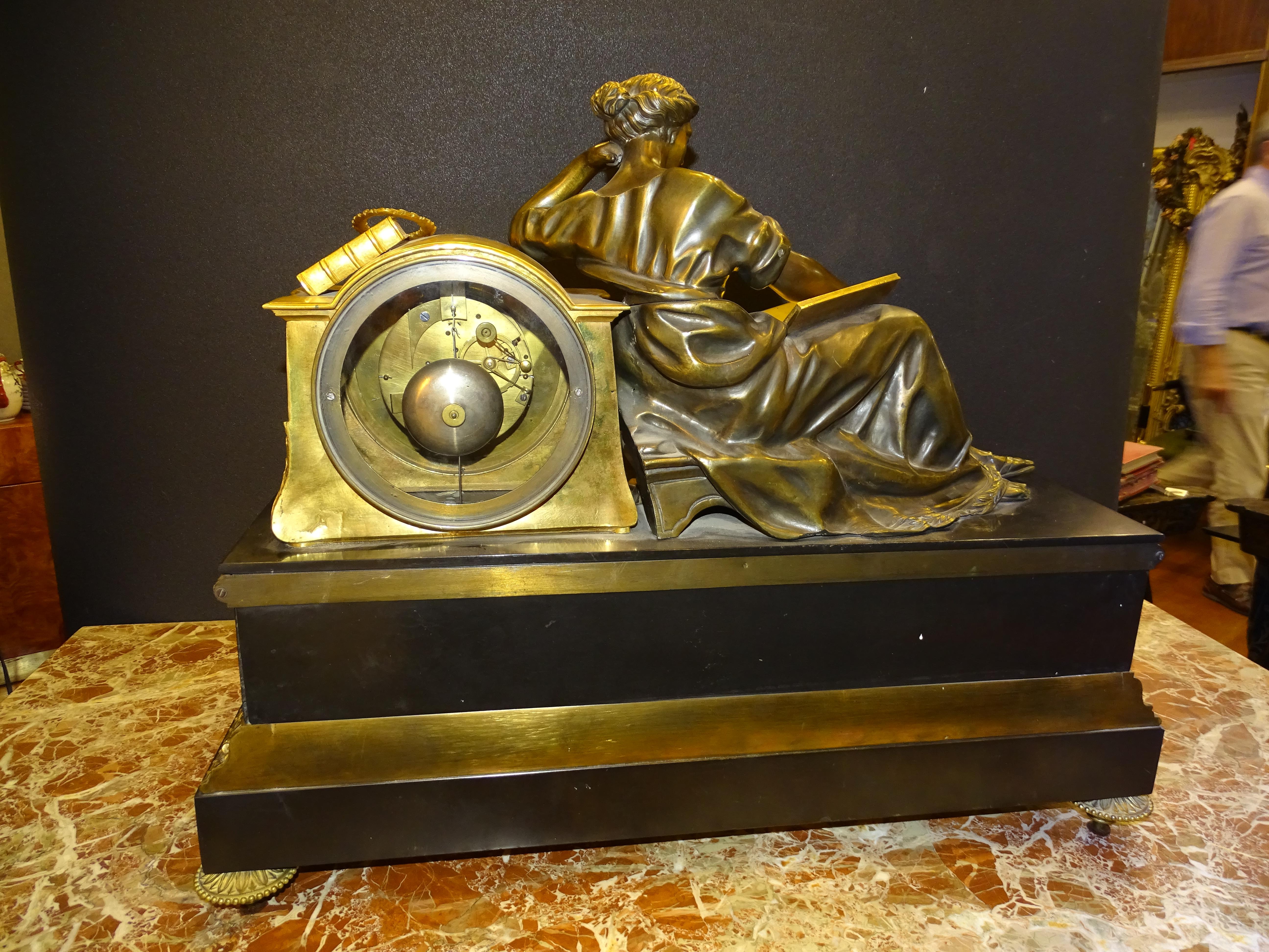 Louis XVI French Mantel Clock Tableclock, Balthazar París, Bronce, Marble 2