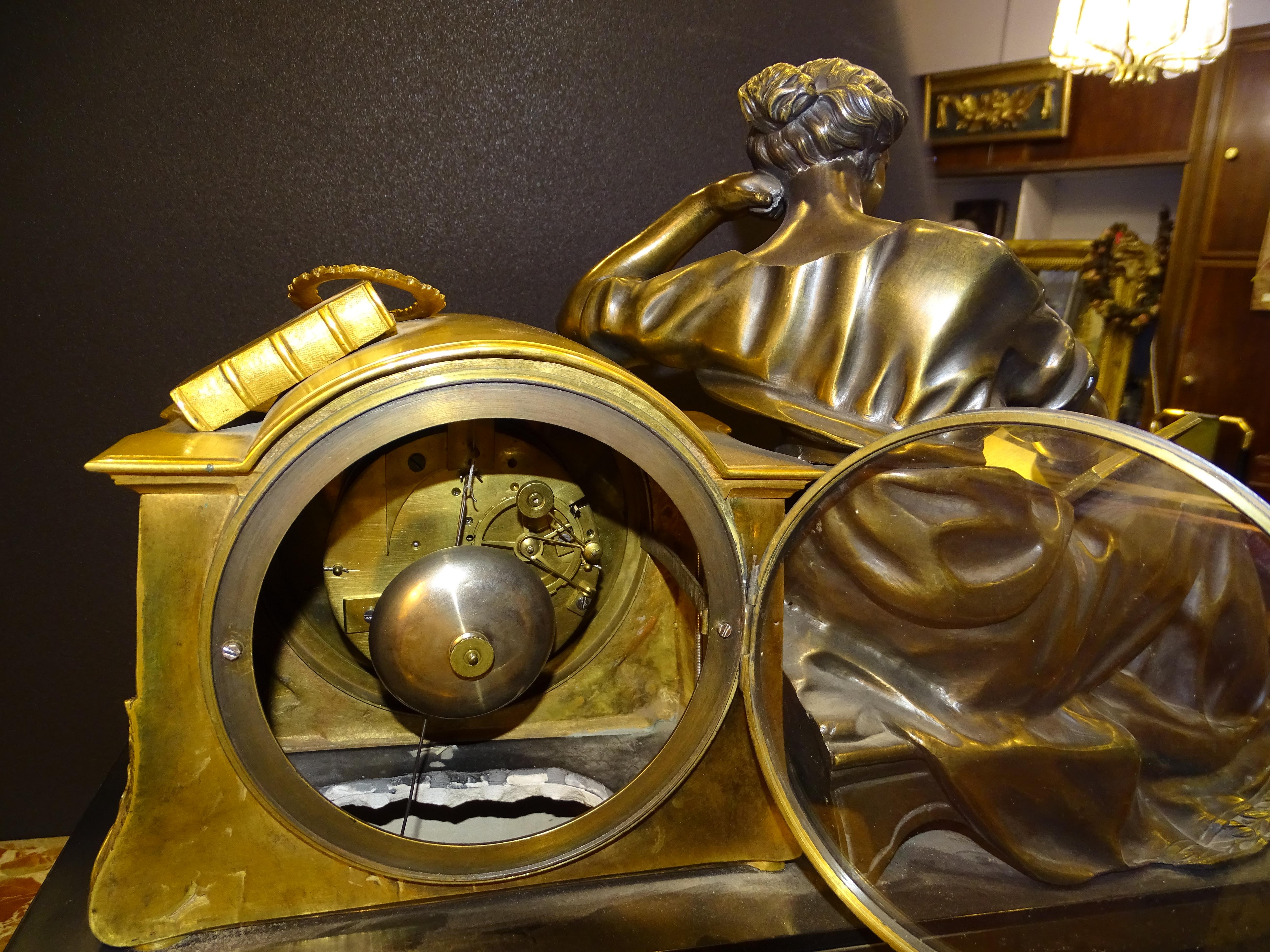 Louis XVI French Mantel Clock Tableclock, Balthazar París, Bronce, Marble 3