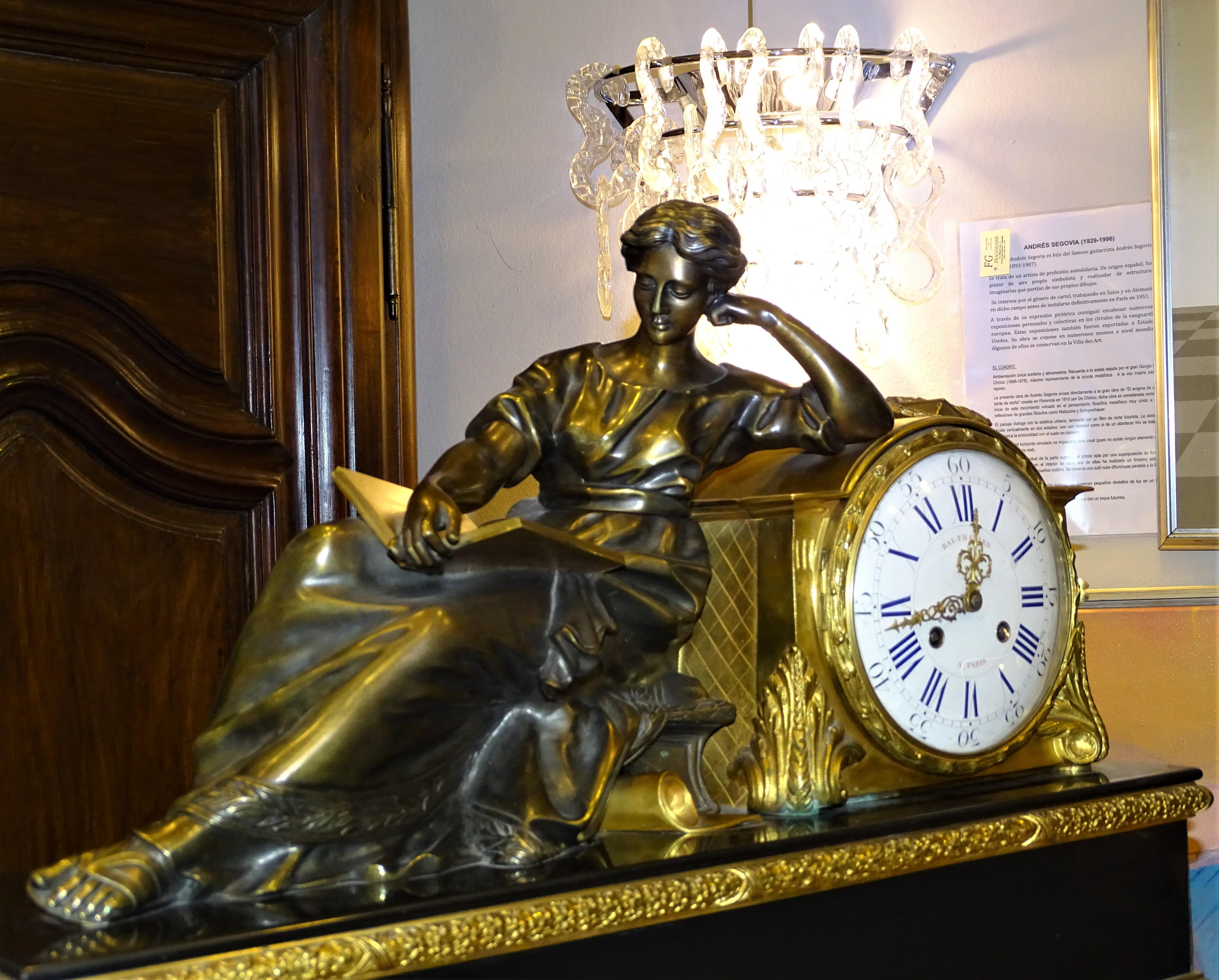 Louis XVI French Mantel Clock Tableclock, Balthazar París, Bronce, Marble 8