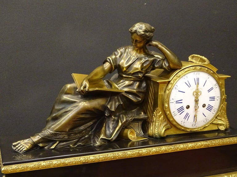 Louis XVI French Mantel Clock Tableclock, Balthazar París, Bronce, Marble In Good Condition For Sale In Valladolid, ES