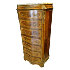 Luis XVI French Wood with Herringbone Marquetry Work Chiffonier-Secretaire