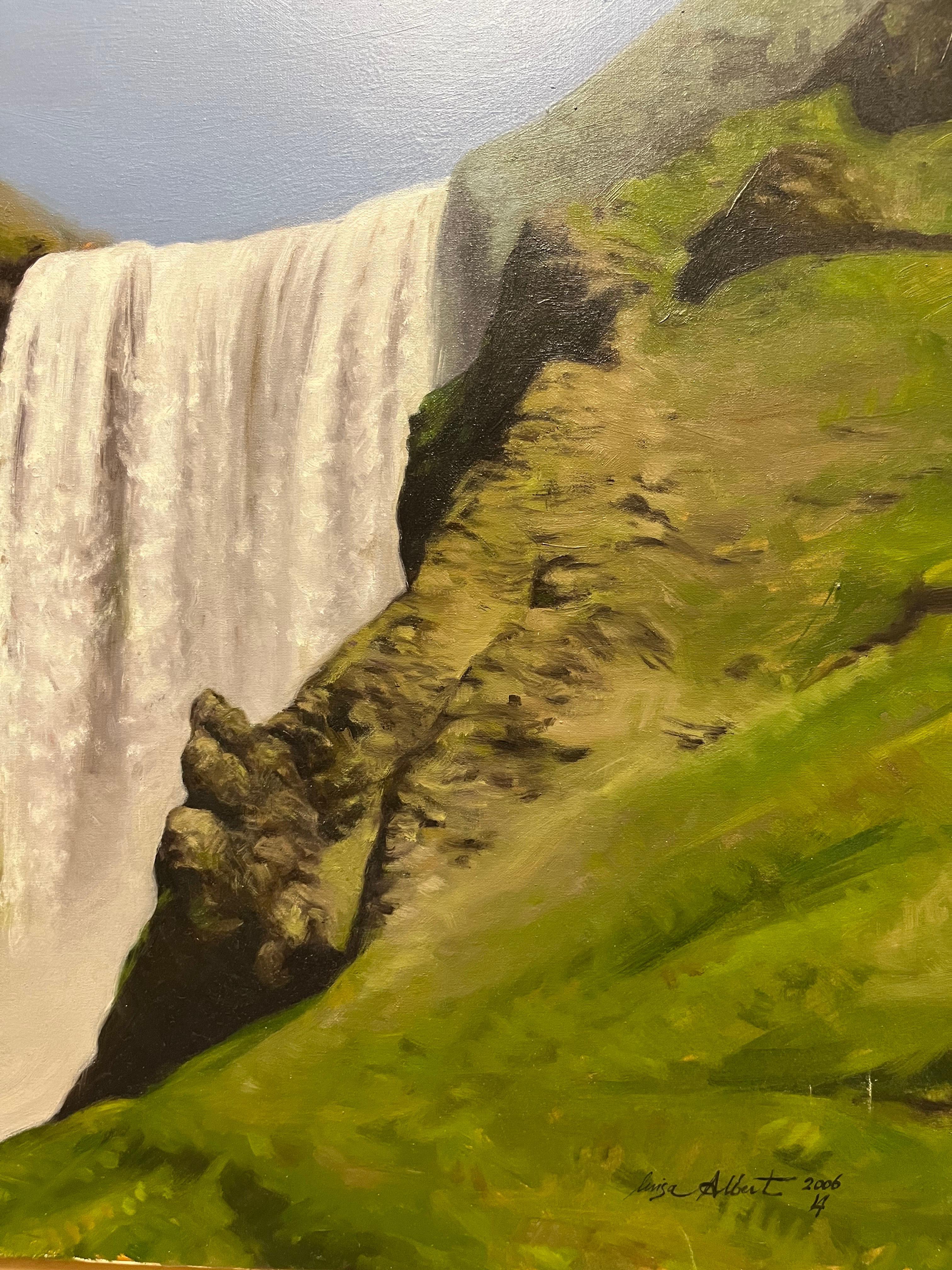 „ Iceland ,Dettifoss Wasserfall“, Ölgemälde, 100 x 45 cm   2006 – Painting von Luisa Albert